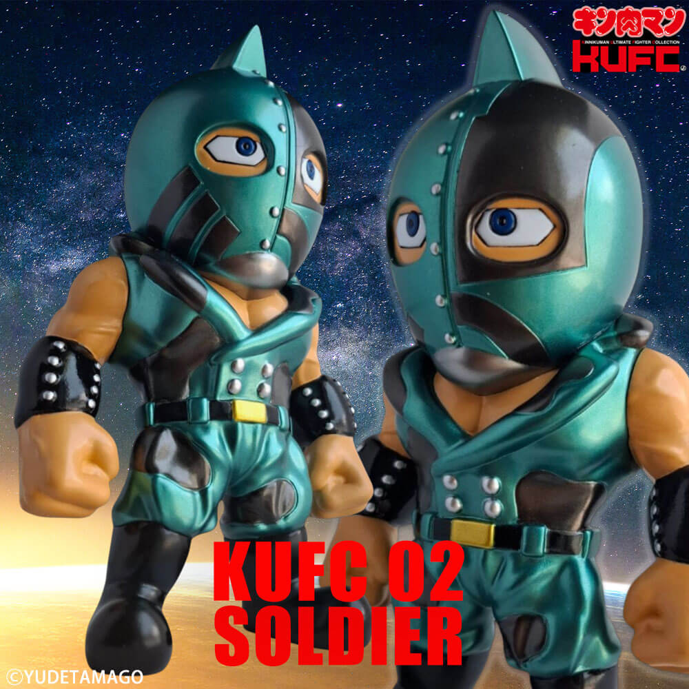 宇宙背景の青い戦士フィギュア