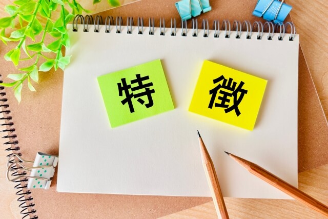 机の上に置かれた特徴メモ